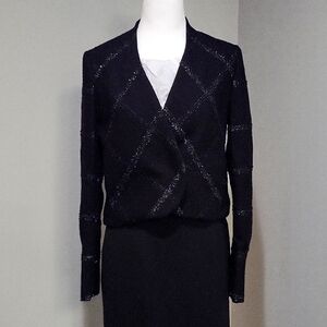 Brooks Brothers Black Tweed with Metallic Threads Blazer